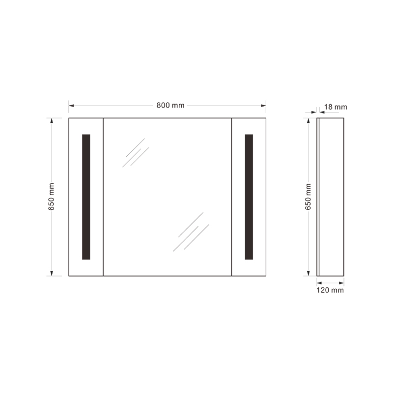 Mosmile Hotel Rectangle Bathroom LED Mirror Cabinet