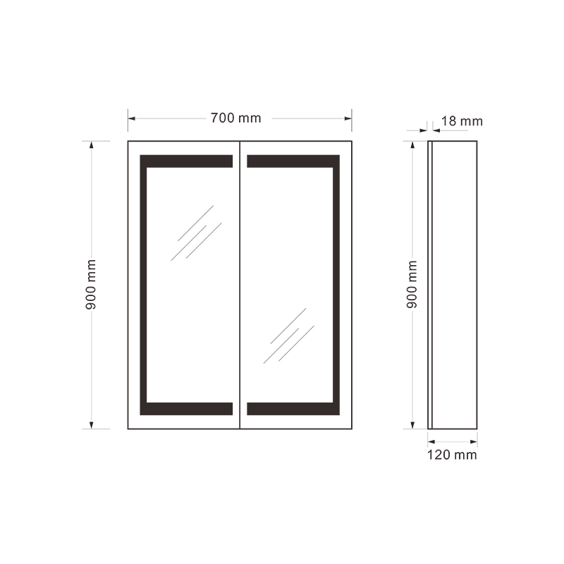 Mosmile Hotel Wall Mounted LED Bathroom Mirror Cabinet