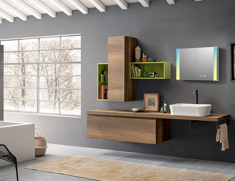 Mosmile Dimming Wall Hanging LED Bathroom Mirror Cabinet