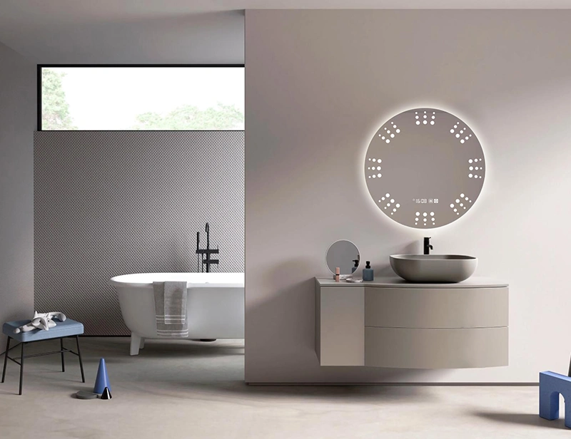 Mosmile Elegant Hotel Defogging Wall Round LED Bathroom Mirror