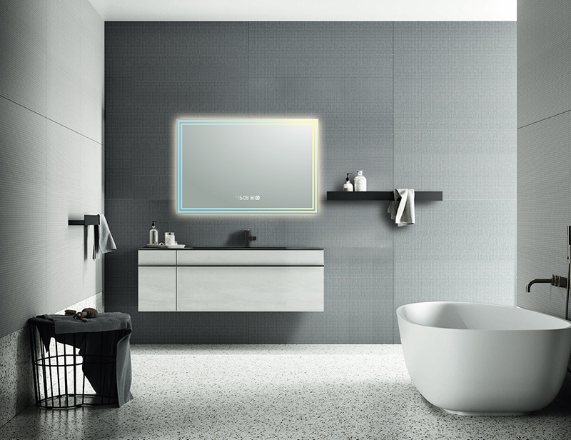 Mosmile Hotel Wall Rectangle Anti-fog Bathroom Mirror with LED Light