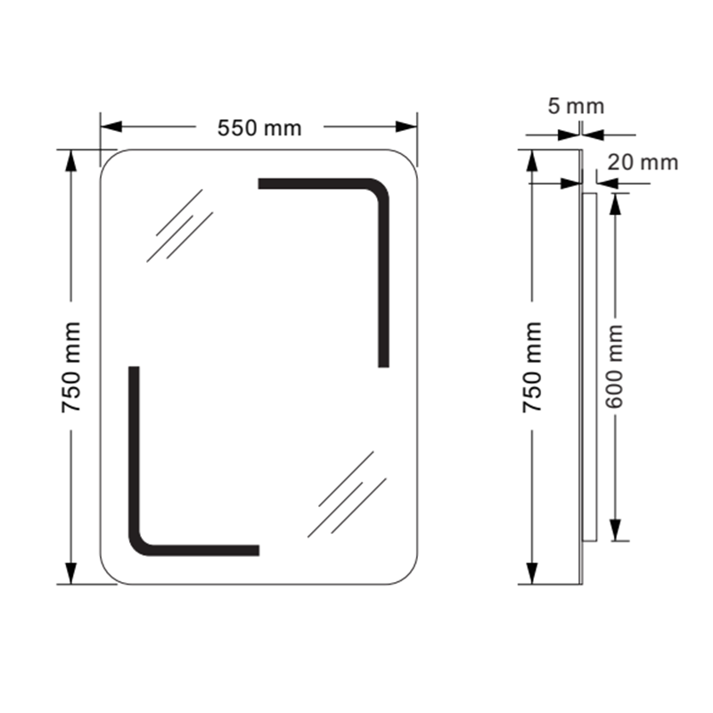 Mosmile Hotel Anti-fog LED Frameless Rectangle Bathroom Mirror