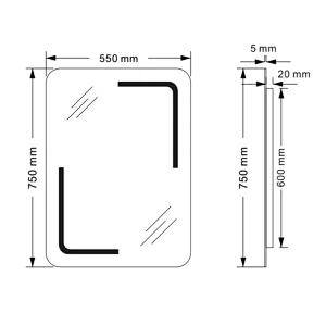 Mosmile Hotel Anti-fog LED Frameless Rectangle Bathroom Mirror