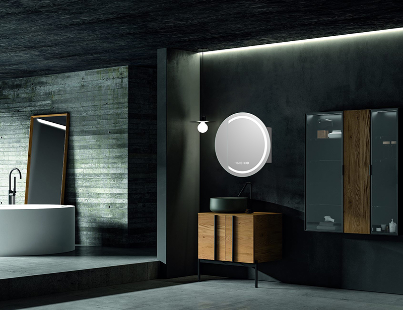 Mosmile Cheap Round LED Lightng Bathroom Mirror Cabinet