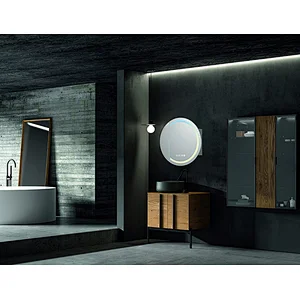 Mosmile Modern Dimming Round LED Bathroom Mirror Cabinet