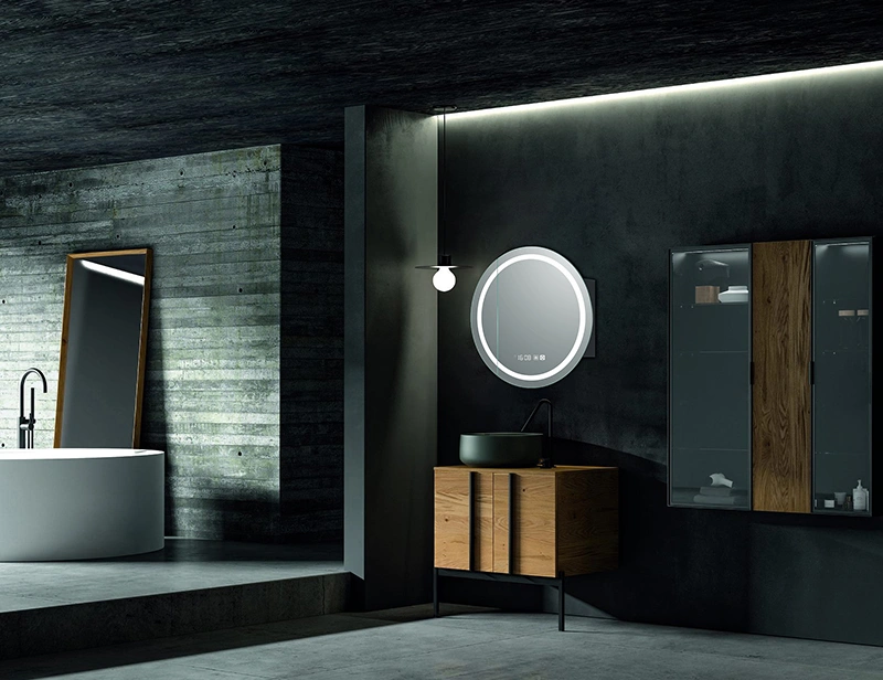 Mosmile Wall Mounted Round LED Bathroom Mirror Cabinet