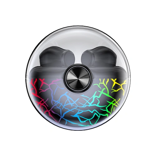 Cracked colorful lighting TWS earphone with charging case