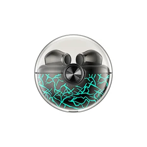 Cracked colorful lighting TWS earphone with charging case