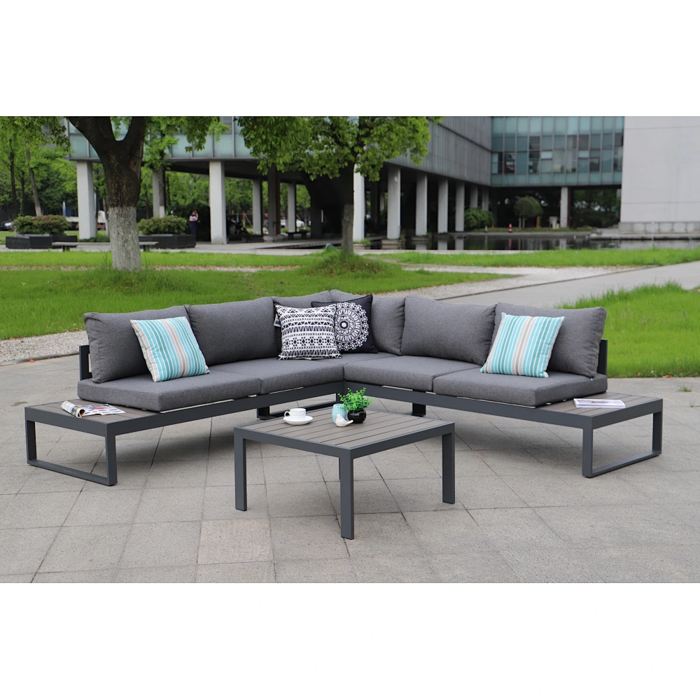 outdoor aluminum corner lounge set with polywood side table