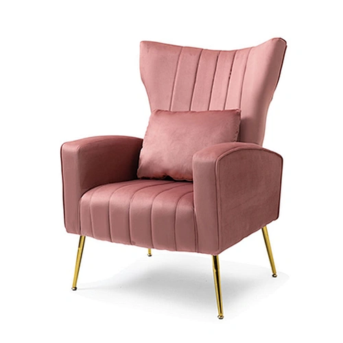Curved Gold Metal Legs Velvet Upholstered Arm Club Leisure Modern Chair for Living Room Bedroom