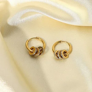 Stainless Steel Crystal Stud Hoop Earrings Factory