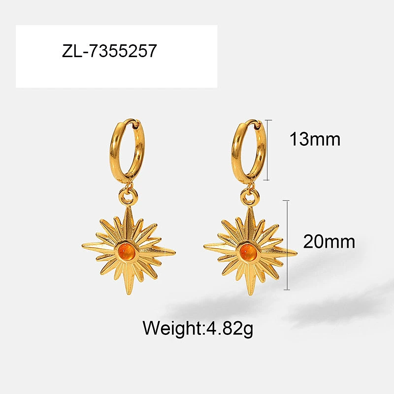 Star Drop Stud Earrings Diamond Hoop Earrings