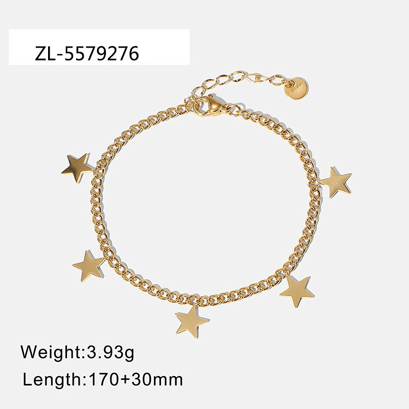 Stainless Steel Gold Stars Chain Bracelets