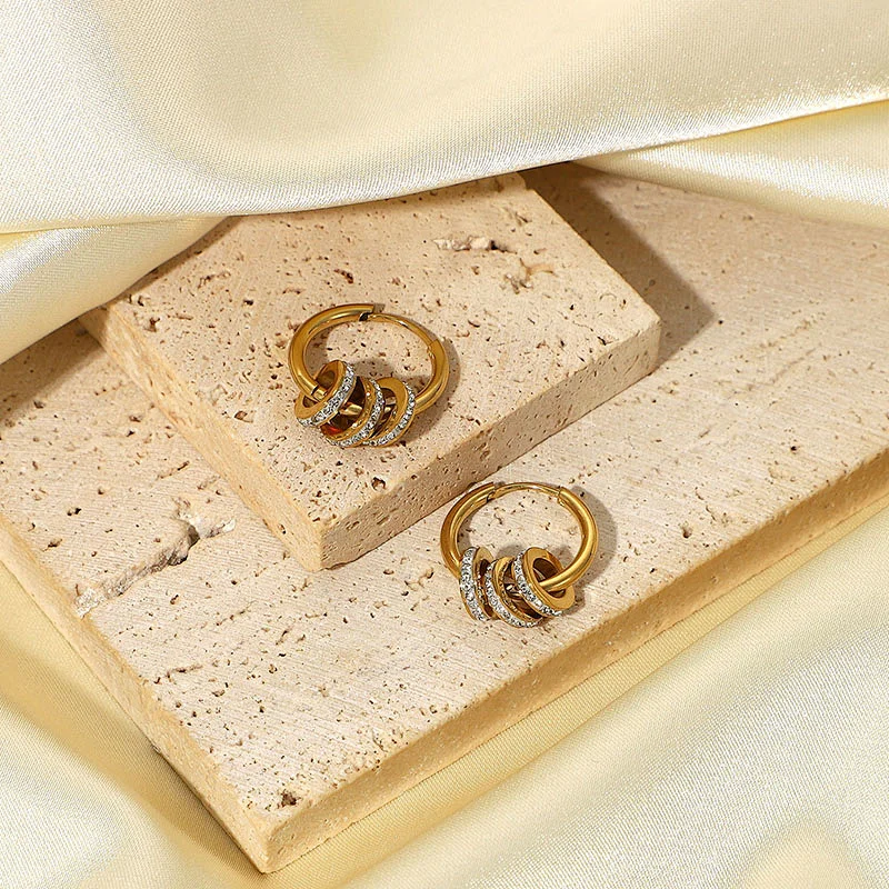 Stainless Steel Crystal Stud Hoop Earrings Factory