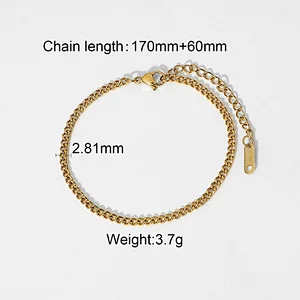 18K Gold Plated Stainless Steel Chain Bracelet Set