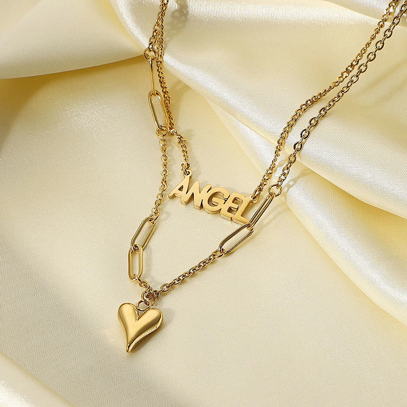 Vanlentine'S Day Layered Heart Stainless Steel Necklace Manufacturer