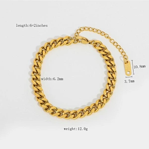 Basic Stainless Steel Gold Twisted Chain Bracelet