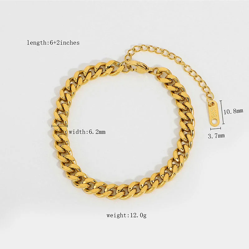 18K Gold Plated Stainless Steel Chain Bracelet Set