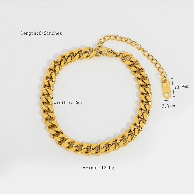 Basic Stainless Steel Gold Twisted Chain Bracelet