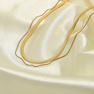 Basic Cuba Chain Layered Stainless Steel Necklace Set