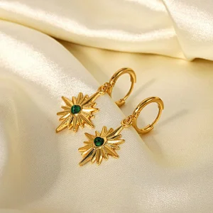 Star Drop Stud Earrings Diamond Hoop Earrings