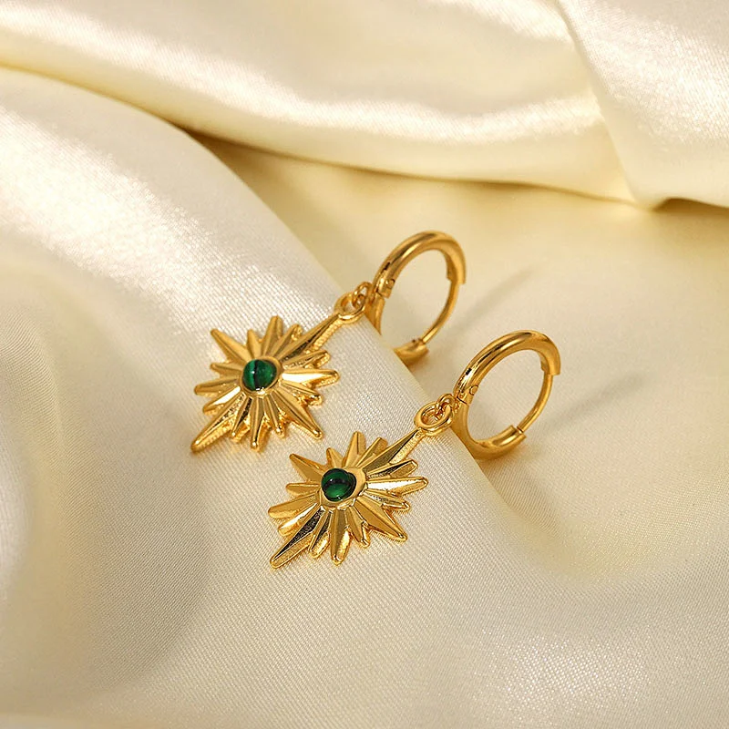 Star Drop Stud Earrings Diamond Hoop Earrings