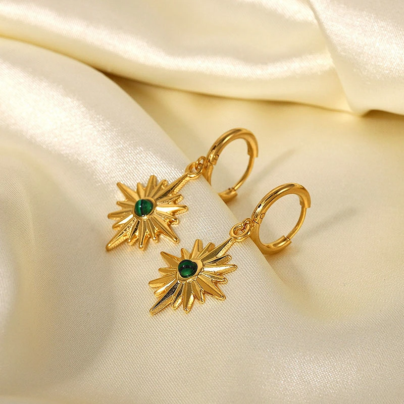Star Drop Stud Earrings Diamond Hoop Earrings