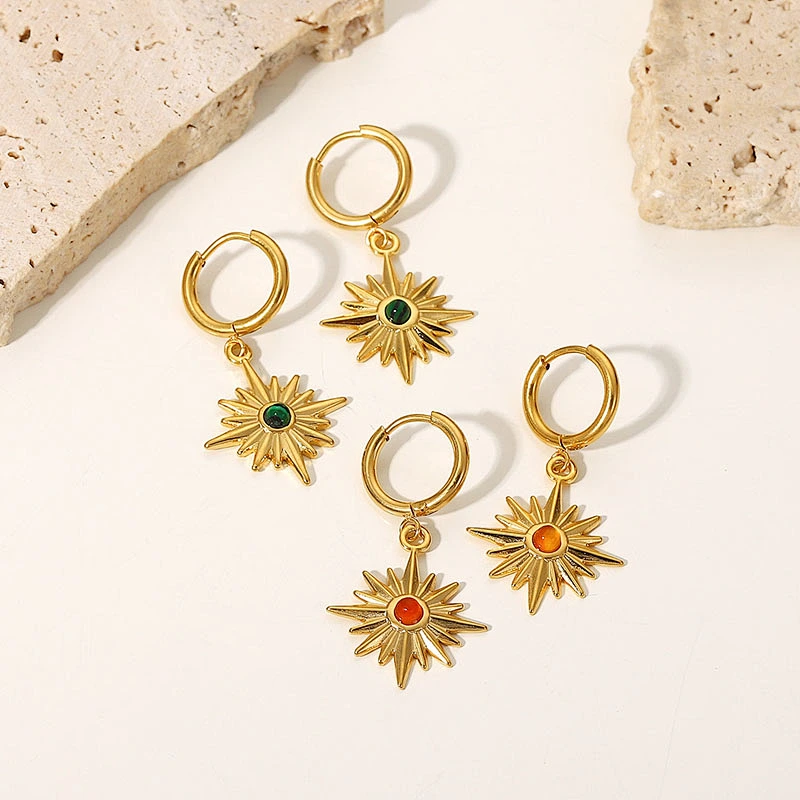 Star Drop Stud Earrings Diamond Hoop Earrings