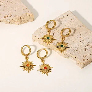 Star Drop Stud Earrings Diamond Hoop Earrings