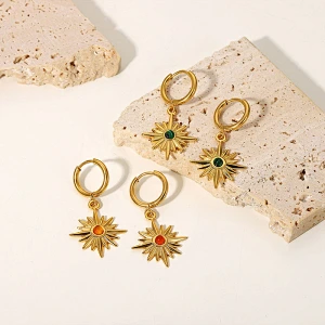 Star Drop Stud Earrings Diamond Hoop Earrings