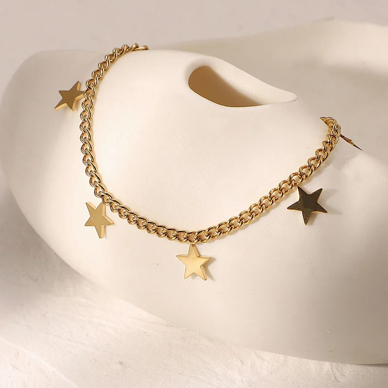 Stainless Steel Gold Stars Chain Bracelets