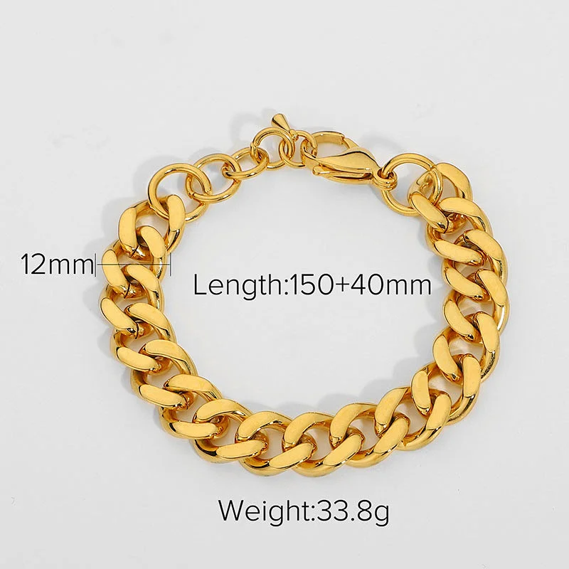 18K Gold Plated Stainless Steel Chain Bracelet Set