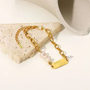 Lucky Charm Pearl Chain Bracelet With Zirconia