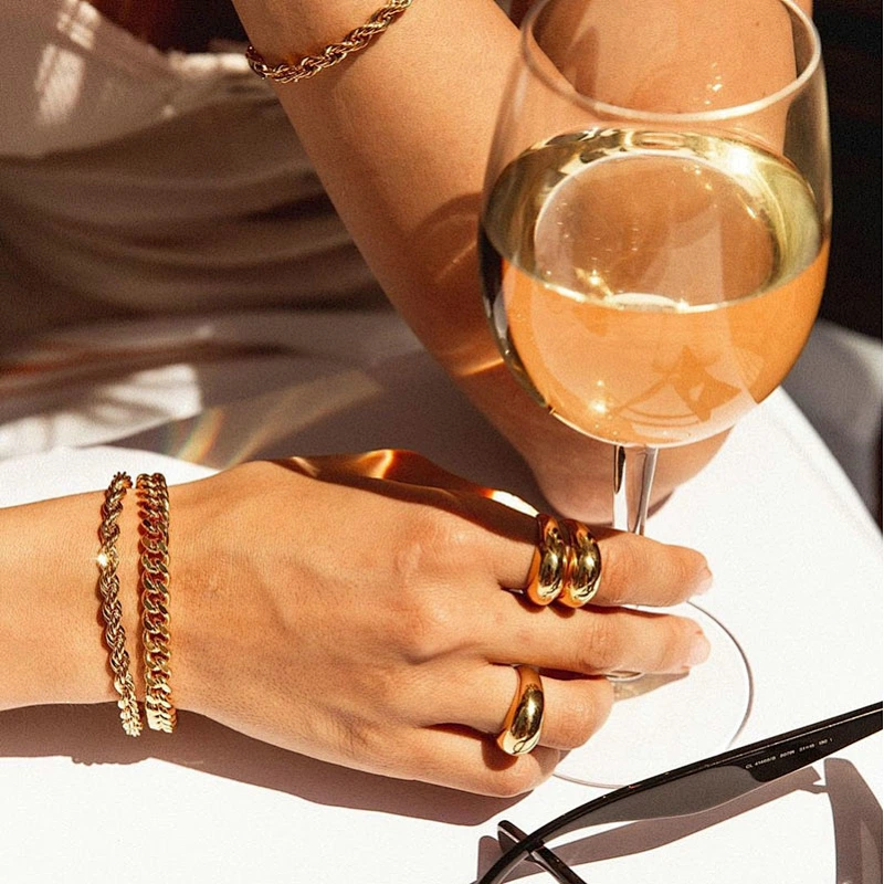 Basic Stainless Steel Gold Twisted Chain Bracelet