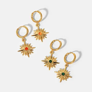 Star Drop Stud Earrings Diamond Hoop Earrings