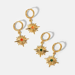 Star Drop Stud Earrings Diamond Hoop Earrings