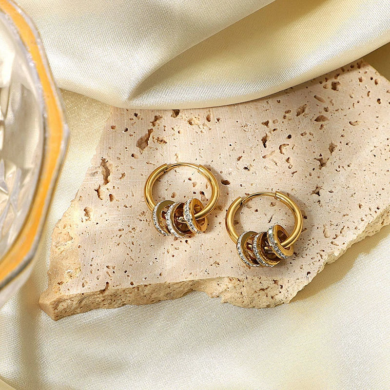 Stainless Steel Crystal Stud Hoop Earrings Factory