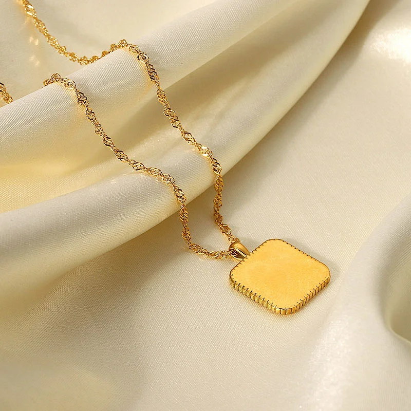 Moon Star Square Zircon Pendant Chain Necklace