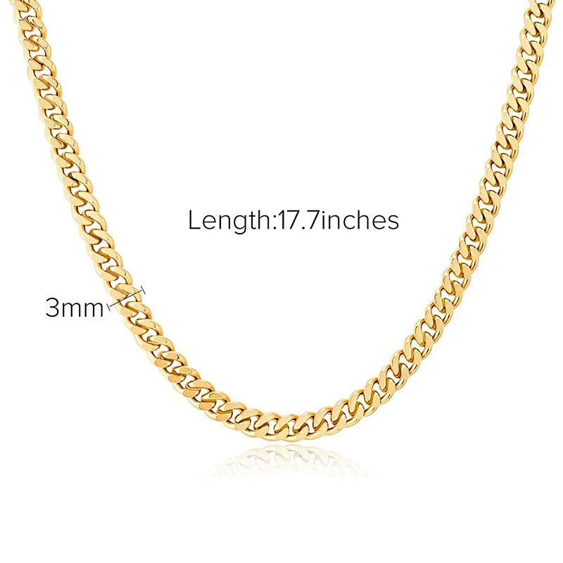 Basic Cuba Chain Layered Stainless Steel Necklace Set