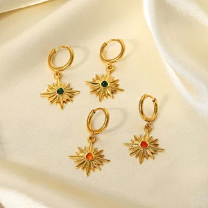 Star Drop Stud Earrings Diamond Hoop Earrings
