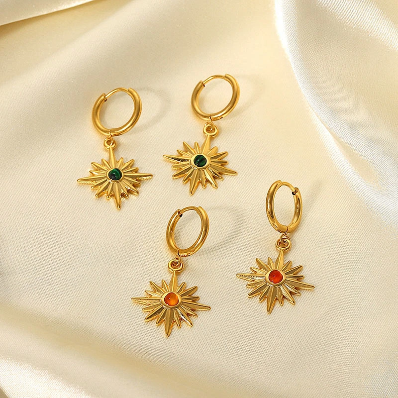 Star Drop Stud Earrings Diamond Hoop Earrings