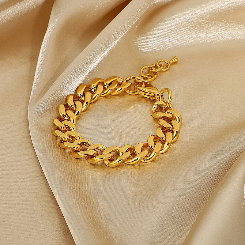 18K Gold Plated Stainless Steel Chain Bracelet Set
