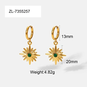 Star Drop Stud Earrings Diamond Hoop Earrings