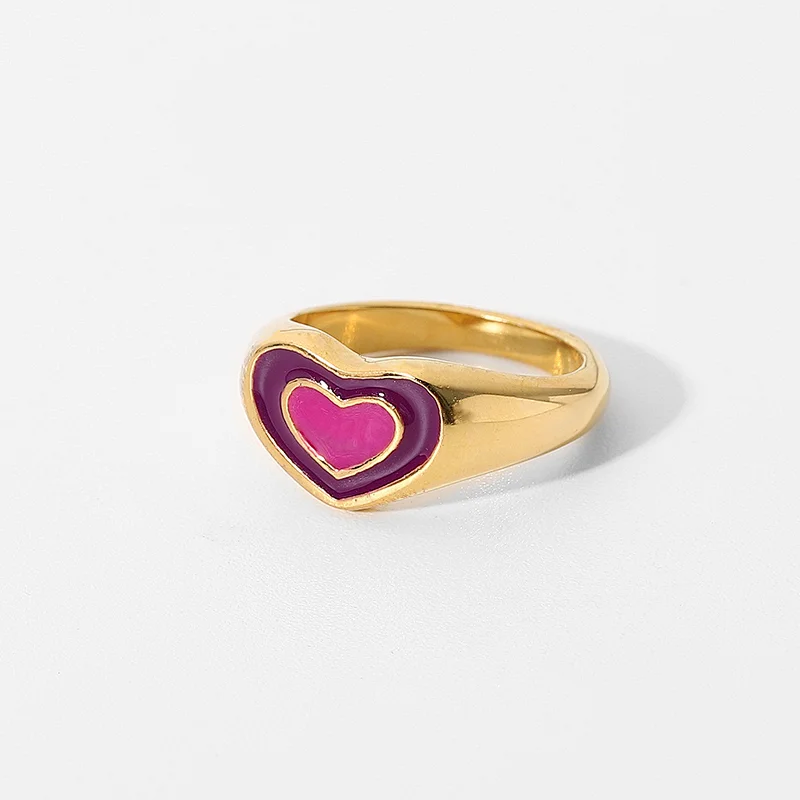 Fashion Cute Steel Metal Heart Ring Titanium Steel Ring