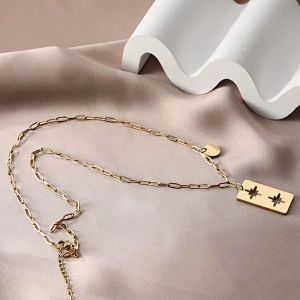 Trend Double Hollow Star Pendant Necklace Customize