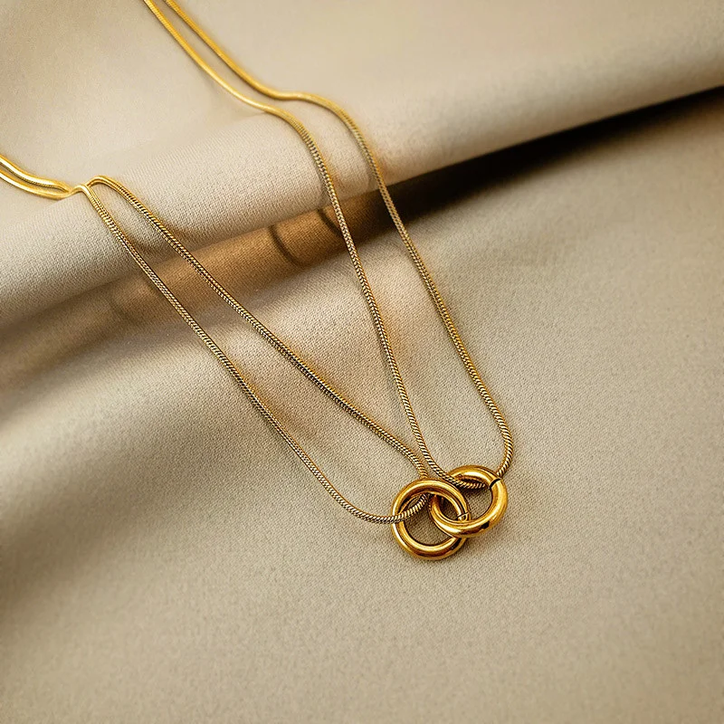 Pvd Plated Double Link Snake Chain Necklace Customized