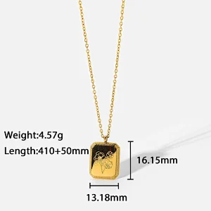 New 18k Gold Plated Engraved Necklace Flower Pendant Necklace
