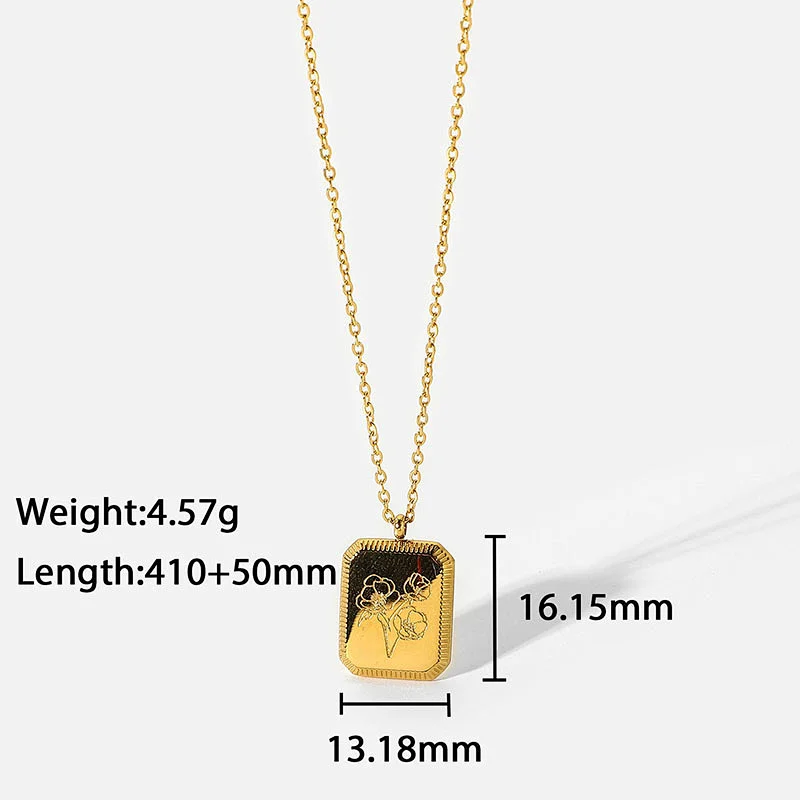 New 18k Gold Plated Engraved Necklace Flower Pendant Necklace