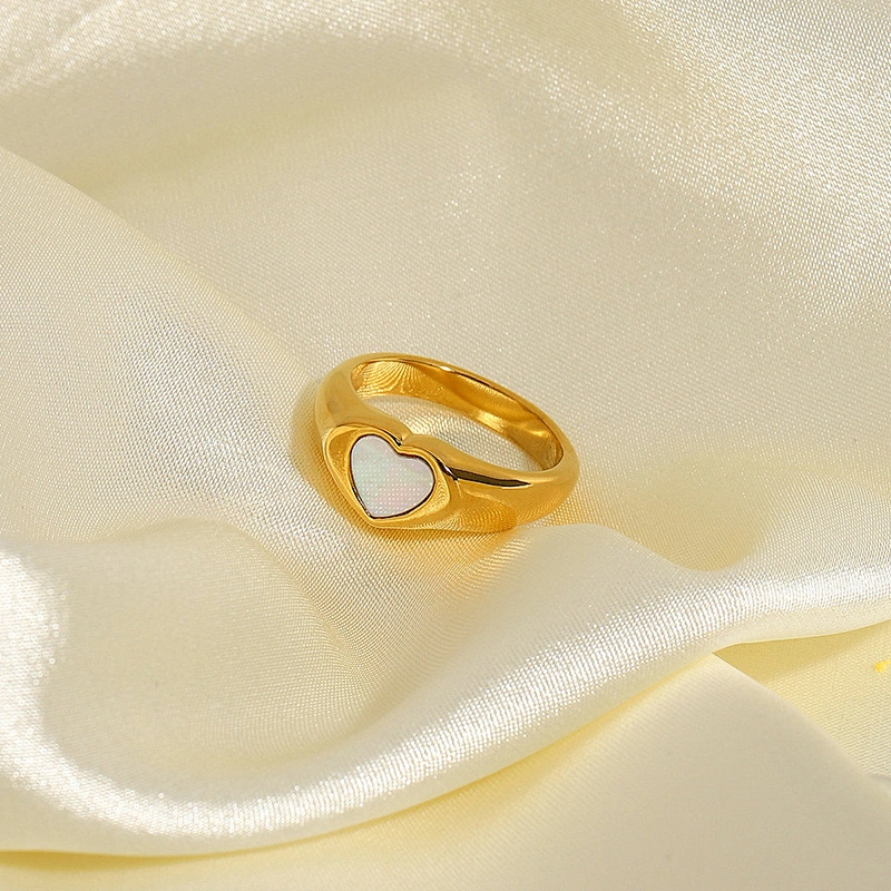 Stainless Steel Heart Ring 18K Gold Plated Heart Ring
