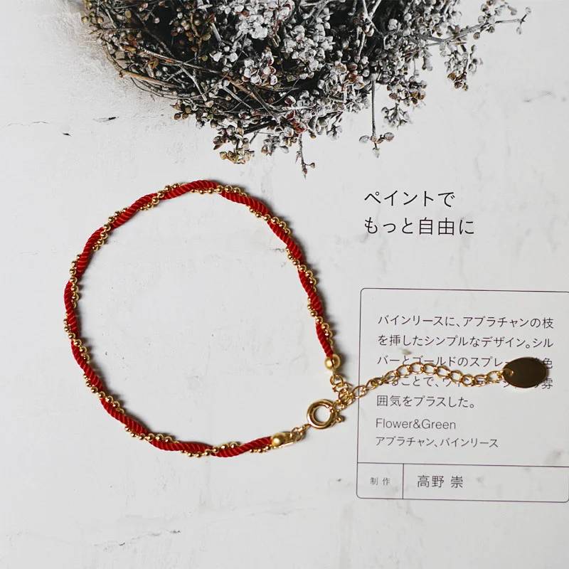 Red Thread Twisted With Ball Chain Bracelet Wholesale